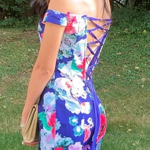 blue floral dress